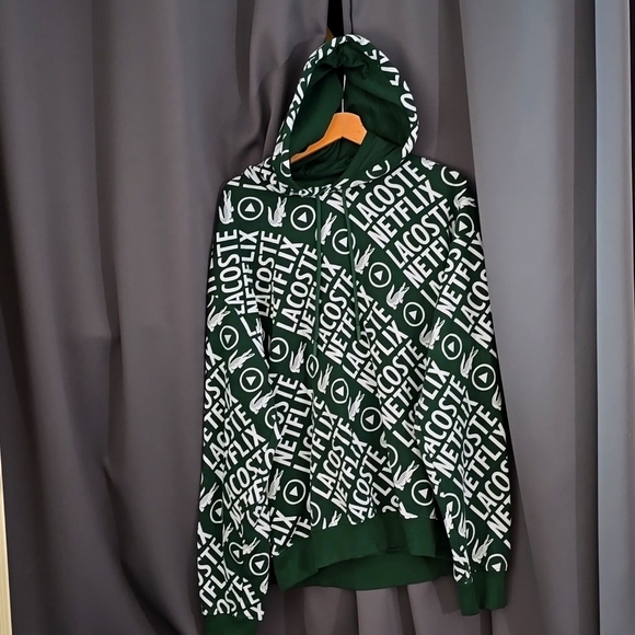Men's Green Lacoste x Netflix Hoodie - Picture 2 of 5